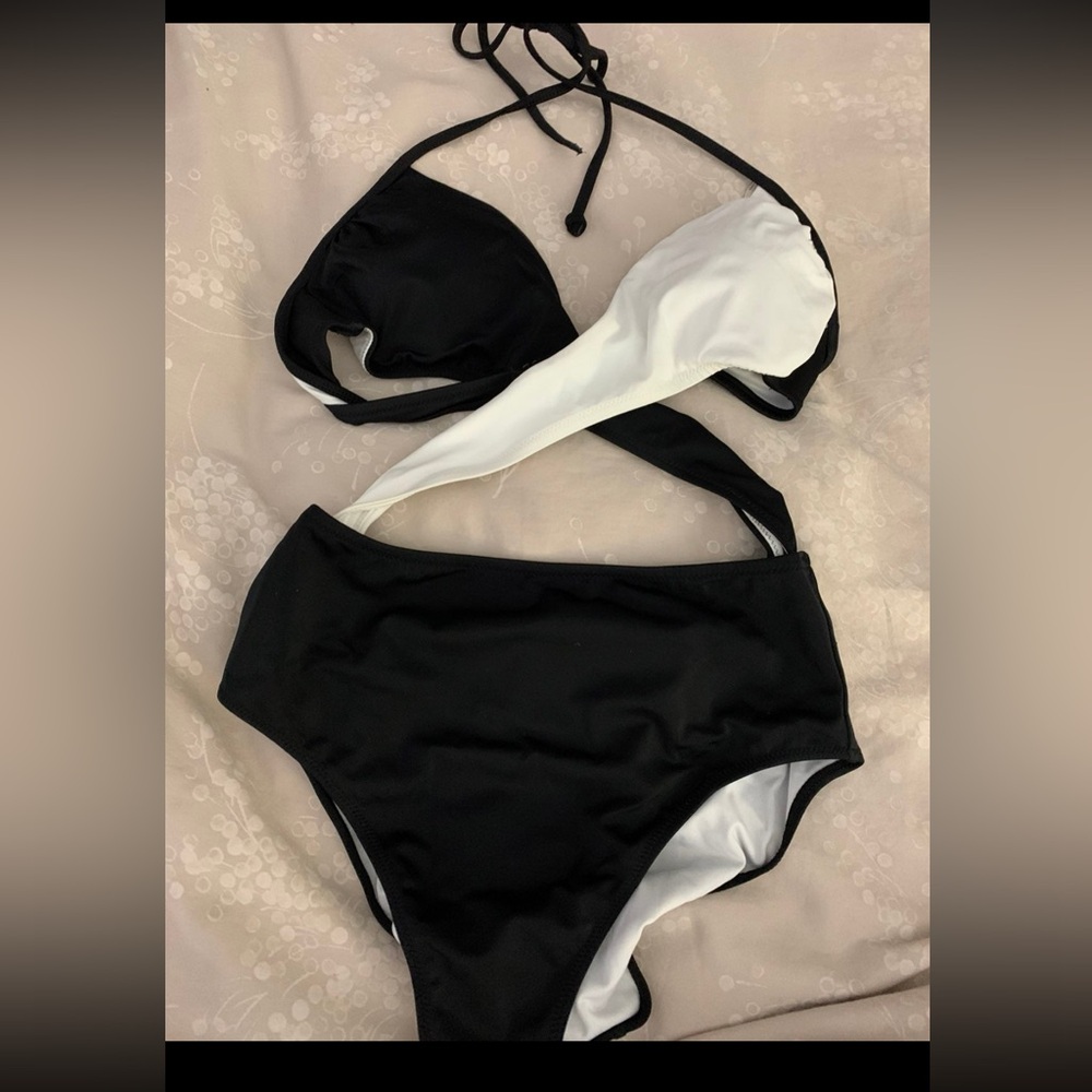 PINK Victoria's Secret Black and White One-Piece Swim